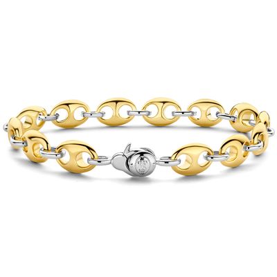 TI SENTO-Milano 2981SY Armband Koffiebooncharm zilver goudkleurig 8 mm