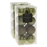 32x stuks kerstballen mix groen tinten kunststof 5 cm