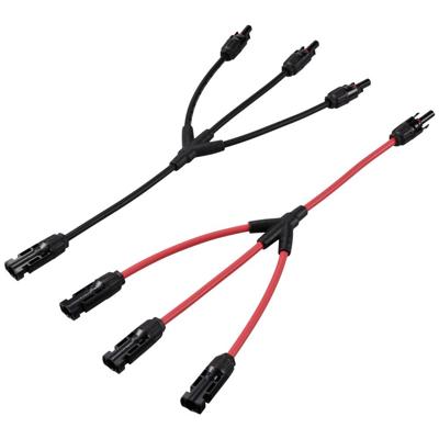 Telkens 1x Y-verdeler PV-stekker stekker naar 3x bus + bus naar 3x stekker TC-12195664 Zwart, Rood TRU COMPONENTS Inhoud: 2 stuk(s)