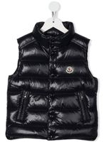 Moncler Enfant gilet matelassé à patch logo - Bleu