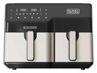 Black & Decker BXAF9000E Dubbel 9 l Vrijstaand 2500 W Heteluchtfriteuse Zwart, Roestvrijstaal
