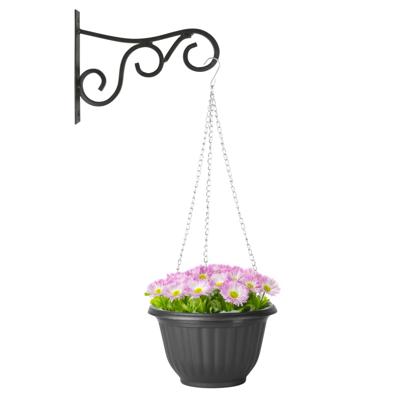 Hangpot + Muurhaak Gerona - Antraciet - kunststof - metaal - D25 cm - tuinaccessoires