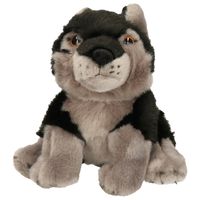 Pluche zwarte wolf/wolven knuffel 18 cm speelgoed