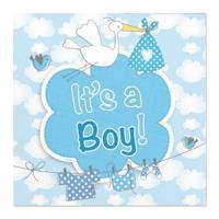 Geboorte jongen servetten - 60x - Babyshower - blauw - 25 x 25 cm