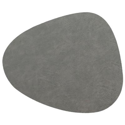 Unique Living placemats Floris lederlook - 1x - 39 x 30 cm - donkergrijs - PU leather - tafel onderl