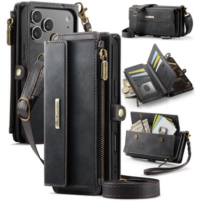 Caseme iPhone 17 Pro hoesje - portemonnee tasje - Zwart