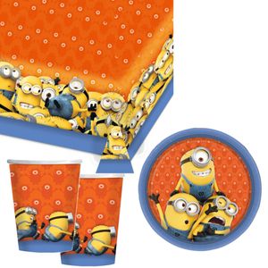 Kinderfeestje Minions thema tafel dekken eetset voor 8x kinderen