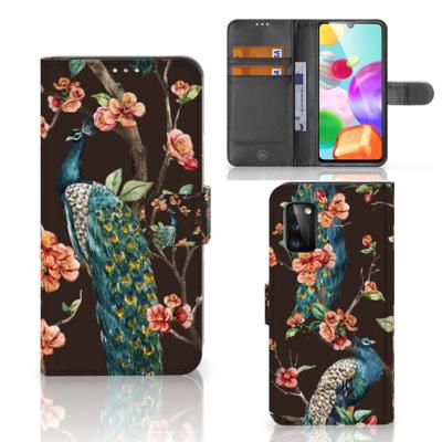 Samsung Galaxy A41 | Telefoonhoesje | Met pasjeshouder | Pauw met Bloemen