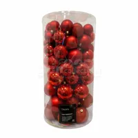Kerstballen Mix Plastic Kerst Rood 100st