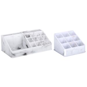 Make-up organizer set - 9 vaks en 16 vaks - marble look - kunststof