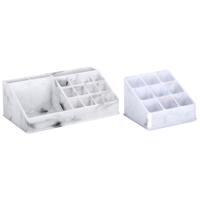 Make-up organizer set - 9 vaks en 16 vaks - marble look - kunststof - thumbnail