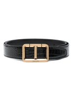 TOM FORD ceinture en cuir à boucle T - Noir - thumbnail