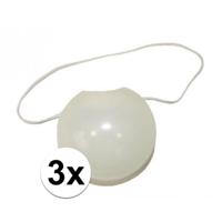 Glow in the dark Clowns neus - 3x - verkleed accessoires clown - met elastiekje