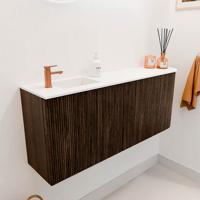 Toiletmeubel Mondiaz Joya | 101.6 cm | Meubelkleur Walnut | Faye wastafel Talc Links | 1 kraangat Toiletmeubel Mondiaz Joya | 101.6 cm | Meubelkleur Walnut | Faye wastafel Talc Links | 1 kraangat