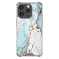 iPhone 16 Pro shockproof hoesje - Marmer lichtblauw