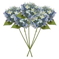 Kunstbloem Hortensia tak - 5x - 50 cm - licht blauw - kunst zijdebloem - Hydrangea - decoratie bloem