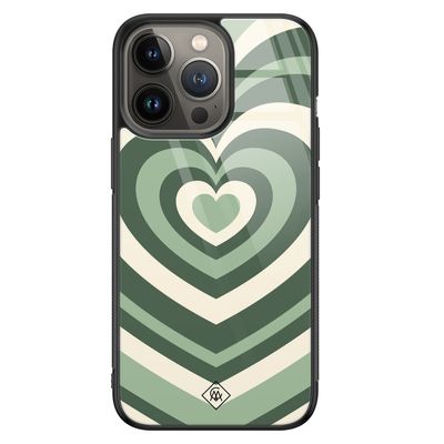 iPhone 13 Pro glazen hardcase - Hart swirl groen