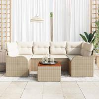 Tuinbankenset met kussen 7 pcs Beige poly rattan