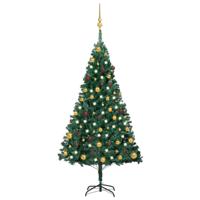 VidaXL Kunstkerstboom met verlichting en kerstballen 150 cm PVC groen