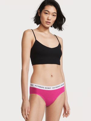 Stretch Cotton Logo Hiphugger Panty