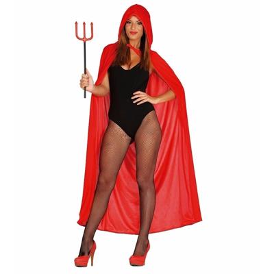 Cape met capuchon - 135 cm - rood - polyester - carnaval - verkleedfeesten - voor volwassenen