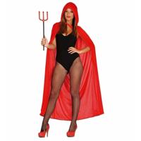 Cape met capuchon - 135 cm - rood - polyester - carnaval - verkleedfeesten - voor volwassenen Cape met capuchon - 135 cm - rood - polyester - carnaval - verkleedfeesten - voor volwassenen