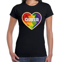 Gay Pride t-shirt met tekst - dames - zwart - queer - LHBTIQ - thumbnail