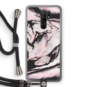 Roze stroom: Xiaomi Redmi 9 Transparant Hoesje met koord