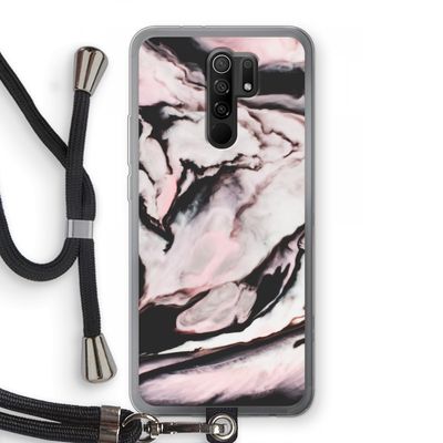 Roze stroom: Xiaomi Redmi 9 Transparant Hoesje met koord