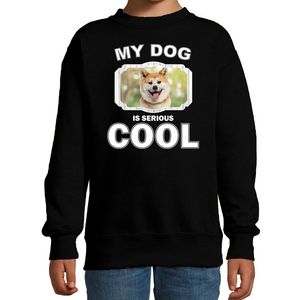 Honden liefhebber trui / sweater Akita inu my dog is serious cool zwart voor kinderen