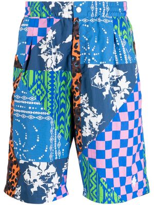 Marcelo Burlon County of Milan bermuda à design à empiècements - Bleu