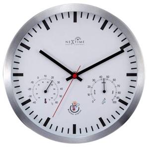 NeXtime - Stationsklok met weerstation - 25cm - Zendergestuurd - Wit