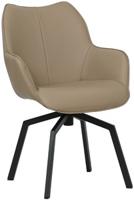 Taupe leren draaibare eetkamerstoel Magic - Hermes Leer Mocca (taupe leer)