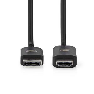 Nedis DisplayPort-Adapter | DisplayPort Male | HDMI Connector | 8K@30Hz | Vernikkeld | Recht | 1.80 m | Rond | TPE | Zwart | Doos - CCGB37108BK18