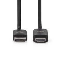 Nedis DisplayPort-Adapter | DisplayPort Male | HDMI Connector | 8K@30Hz | Vernikkeld | Recht | 1.80 m | Rond | TPE | Zwart | Doos - CCGB37108BK18 - thumbnail