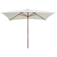 VidaXL Parasol met houten paal 200x300 cm crèmewit - thumbnail