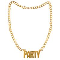 Carnaval/verkleed ketting "Party" - goud - accessoire?- kunststof - pooier/gangster/rapper Carnaval/verkleed ketting "Party" - goud - accessoire?- kunststof - pooier/gangster/rapper