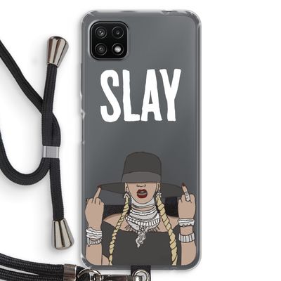 Slay All Day: Samsung Galaxy A22 5G Transparant Hoesje met koord