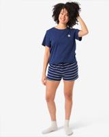 HEMA Damesshortama Katoen Strepen Donkerblauw (donkerblauw)