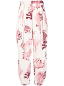 Stella McCartney pantalon imprimé à taille haute - Rose