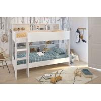 Leen Bakker - Stapelbed Leo - /eiken - 90x200 Cm - Spaanplaat - Wit - 209x132x165 Cm