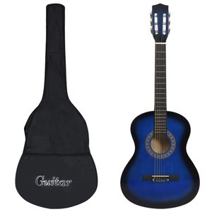 VidaXL 8-delige gitaarset klassiek beginner 3/4 36" blauw