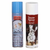Kunstsneeuw spray set 1x sneeuw spuitbus 300 ml en 1x verwijderaar spuitbus 125 ml - Decoratiesneeuw - thumbnail