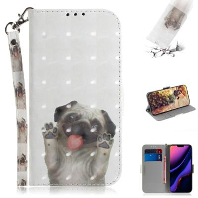 3D gekleurde tekening horizontale Flip leergeval met houder & kaartsleuf & portemonnee voor iPhone XIR 2019 (PUG)