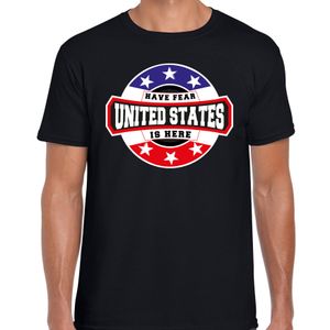 Have fear United States / Amerika is here supporter shirt / kleding met sterren embleem zwart voor heren 2XL  -