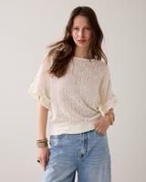Summum Top Open Jaquard 3s5297-30757 T-shirt Korte Mouw 115 Off White