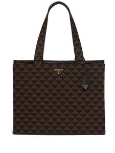 Prada sac cabas Large Symbole à imprimé géométrique - Marron