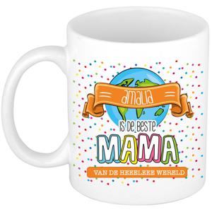 Naam mok mama Amalia - wit - de beste - keramiek - 300 ml - Moederdag/verjaardag