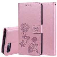 Rose reliëf horizontale Flip PU lederen case voor Huawei Honor 10 lite met houder & kaartsleuven & portemonnee (Rose goud)