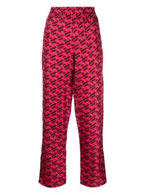 Versace bas de pyjama en soie à logo imprimé - Rouge